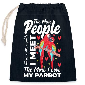 Macaw Animal Habitat Tropics - Closable cotton gift bag (25x30cm) - navy - Front