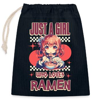 Just A Girl Who Loves Ramen - Verschließbarer Geschenkbeutel aus Baumwolle (25x30cm) - Navy - Vorne
