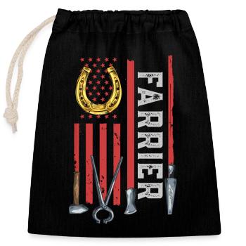 Farrier Horseshoe Horseshoeing - Closable cotton gift bag (25x30cm) - black - Front