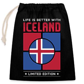 Iceland - Closable cotton gift bag (25x30cm) - black - Front