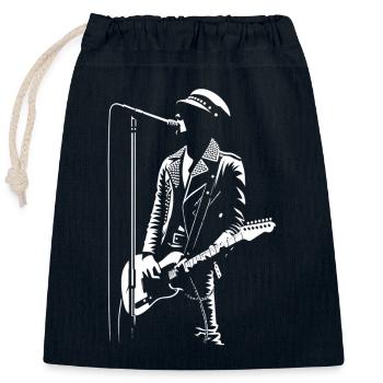 Music retro heavy metal Hard Rock Punk vinyl pop - Closable cotton gift bag (25x30cm) - navy - Front