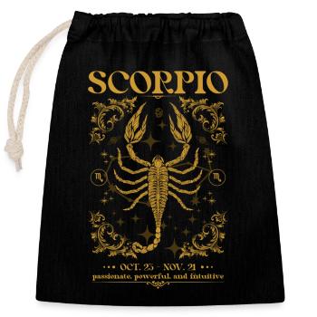 Scorpio Zodiac Sign - Vintage Astrology Design - Closable cotton gift bag (25x30cm) - black - Front