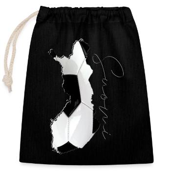 Finland Map Framed Real Football FI - Closable cotton gift bag (25x30cm) - black - Front