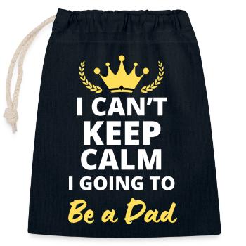 Impossible de rester calme, je vais être papa ! - Sac cadeau en coton avec cordon (25 x 30 cm) - bleu marine - Devant
