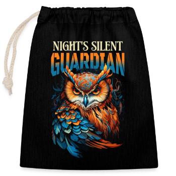 hibou aigle hibou hibou oiseau de nuit oiseau animal nuit lune nature - Sac cadeau en coton avec cordon (25 x 30 cm) - noir - Devant