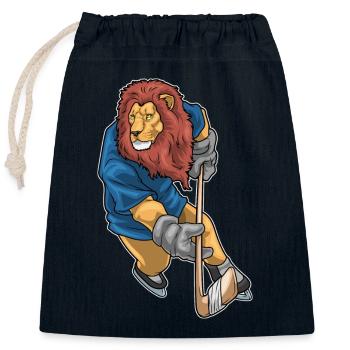 Löwe Eishockey Eishockeyschläger - Verschließbarer Geschenkbeutel aus Baumwolle (25x30cm) - Navy - Vorne