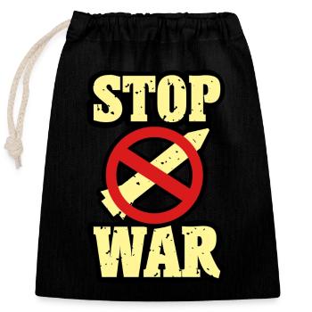 Contre la guerre - Sac cadeau en coton avec cordon (25 x 30 cm) - noir - Devant