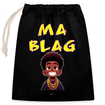 RUN MA BLAG - Sac cadeau en coton avec cordon (25 x 30 cm) - noir - Devant