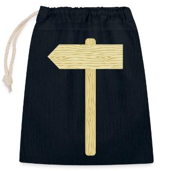 Rustic Wooden Signpost Illustration - Closable cotton gift bag (25x30cm) - navy - Front