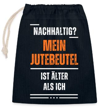 Nachhaltig? - Verschließbarer Geschenkbeutel aus Baumwolle (25x30cm) - Navy - Vorne