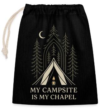 Solo Camping Introverted Camper Quiet - Closable cotton gift bag (25x30cm) - black - Front