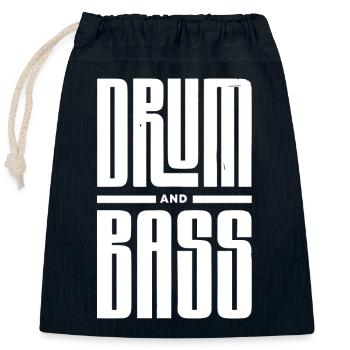 Drum and Bass Fette Typografie - Verschließbarer Geschenkbeutel aus Baumwolle (25x30cm) - Navy - Vorne