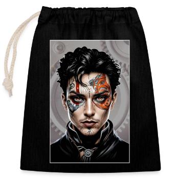 Steampunk Boy 05 - Closable cotton gift bag (25x30cm) - black - Front