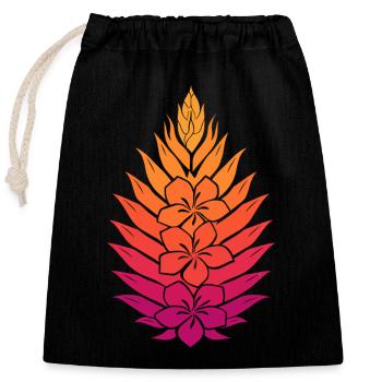 Mandala du Lotus Arc-en-ciel - Sac cadeau en coton avec cordon (25 x 30 cm) - noir - Devant