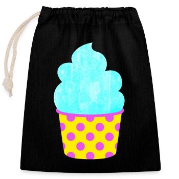 Eis Softeis Eiscreme Punkte Dots Sommer Pastell - Closable cotton gift bag (25x30cm) - black - Front