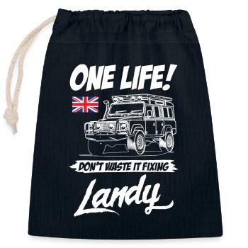 Dont Waste It Fixing Landy - Verschließbarer Geschenkbeutel aus Baumwolle (25x30cm) - Navy - Vorne