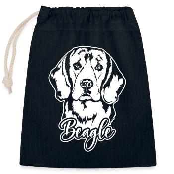 BEAGLE Hundeportrait Hund Hunde Wilsigns Jagdhund - Verschließbarer Geschenkbeutel aus Baumwolle (25x30cm) - Navy - Vorne