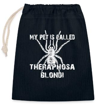 My pet's name is Theraphosa Blondi - Closable cotton gift bag (25x30cm) - navy - Front