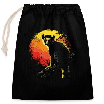 Lémurien Lémurien catta Lémur de Madagascar - Sac cadeau en coton avec cordon (25 x 30 cm) - noir - Devant