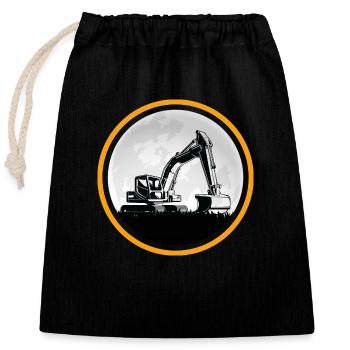 Bagger Baggerfahrer Baustelle Baggerschaufel - Verschließbarer Geschenkbeutel aus Baumwolle (25x30cm) - Schwarz - Vorne
