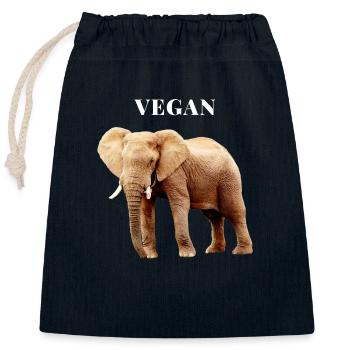 Vegan Elefant - Verschließbarer Geschenkbeutel aus Baumwolle (25x30cm) - Navy - Vorne