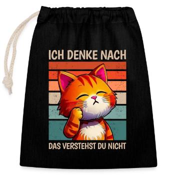 Katze Spruch Lustig Sarkasmus Meme - Verschließbarer Geschenkbeutel aus Baumwolle (25x30cm) - Schwarz - Vorne