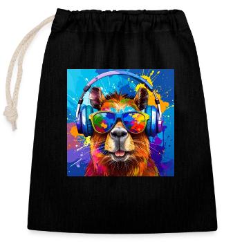 Capybara, capybara,graffiti,painting, colorful - Closable cotton gift bag (25x30cm) - black - Front