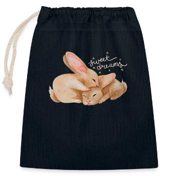 Kuschelhasen - Verschließbarer Geschenkbeutel aus Baumwolle (25x30cm) - Navy - Vorne