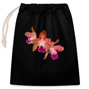 Orchidee Cattleya Hybride Sommerfarben Blüte - Verschließbarer Geschenkbeutel aus Baumwolle (25x30cm) - Schwarz - Vorne