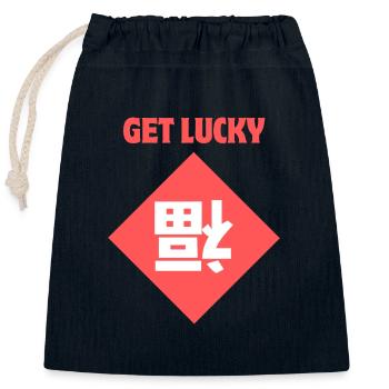 Get Lucky / Chinese Lucky charm (Fu dao) - Sac cadeau en coton avec cordon (25 x 30 cm) - bleu marine - Devant