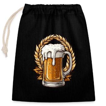 Beer Beer Mug Hops - Closable cotton gift bag (25x30cm) - black - Front