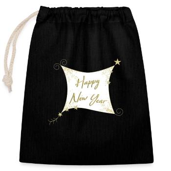 HAPPY NEW YEAR - Verschließbarer Geschenkbeutel aus Baumwolle (25x30cm) - Schwarz - Vorne