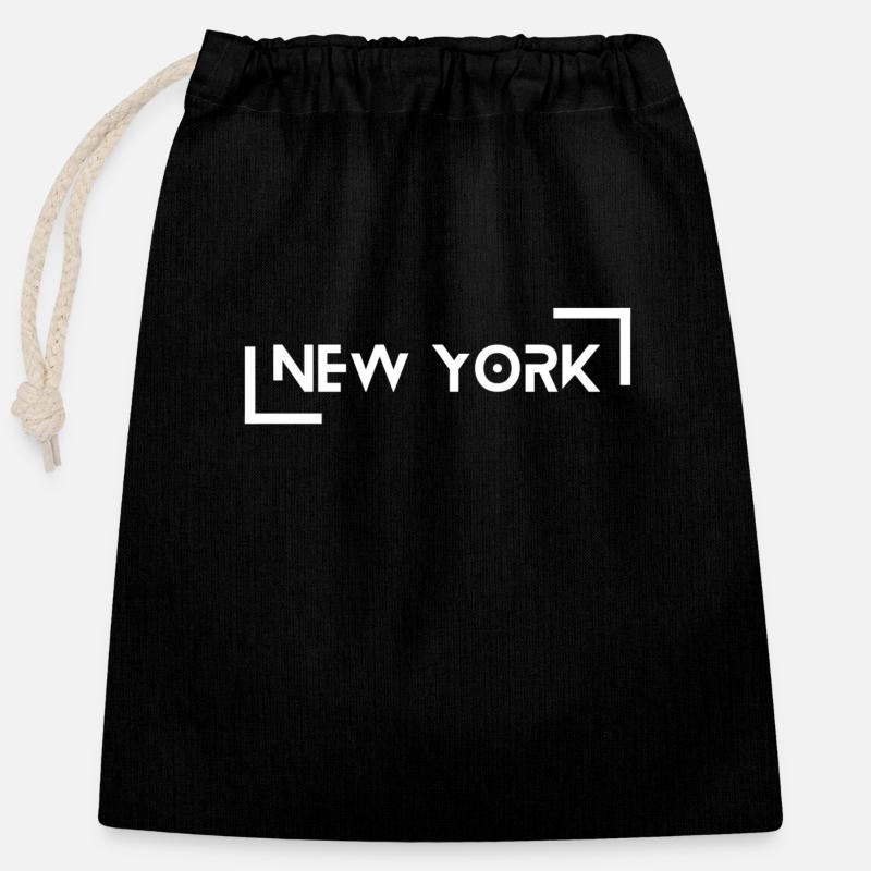 New York - Verschließbarer Geschenkbeutel aus Baumwolle (25x30cm) - Schwarz