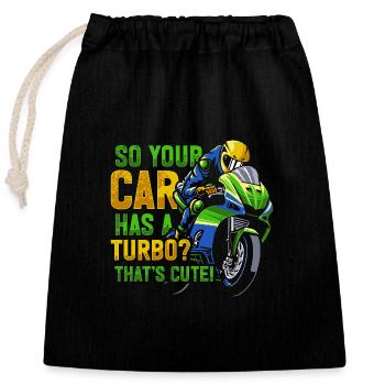 Motorcycle Racing Motorcyclist Saying - Closable cotton gift bag (25x30cm) - black - Front