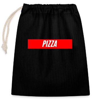 Pizza, your favorite food from Italy - Closable cotton gift bag (25x30cm) - black - Front