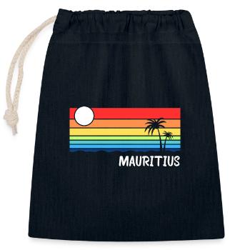 Mauritius Holiday Palm Trees Vintage Design Idea - Closable cotton gift bag (25x30cm) - navy - Front