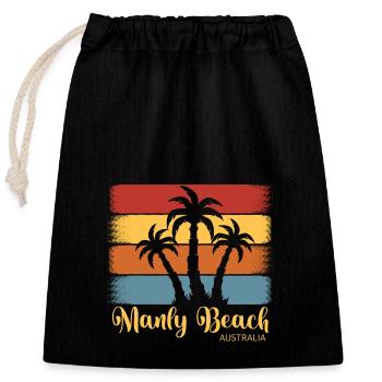 Manly Beach Australie - Sac cadeau en coton avec cordon (25 x 30 cm) - noir - Devant