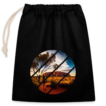 Uluru Australia Ayers Rock Aborigine - Closable cotton gift bag (25x30cm) - black - Front