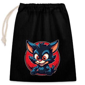 Super cute tasmanian Devil retro style - Closable cotton gift bag (25x30cm) - black - Front