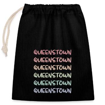 QUEENSTOWN - Nouvelle-Zélande - Sac cadeau en coton avec cordon (25 x 30 cm) - noir - Devant
