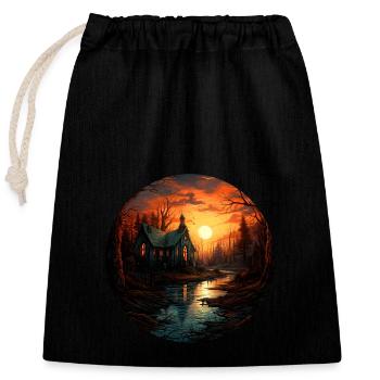 Île Sundowner - Sac cadeau en coton avec cordon (25 x 30 cm) - noir - Devant