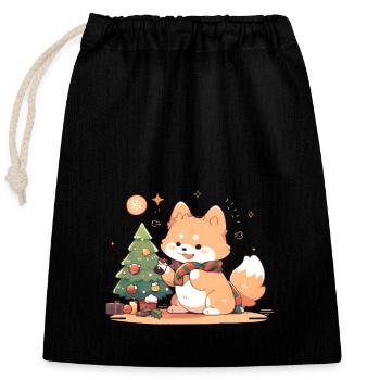 Red Panda Christmas tree - Verschließbarer Geschenkbeutel aus Baumwolle (25x30cm) - Schwarz - Vorne