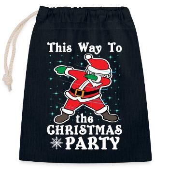 This Way To the Christmas Party - Closable cotton gift bag (25x30cm) - navy - Front