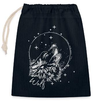 Wolf Mond - Verschließbarer Geschenkbeutel aus Baumwolle (25x30cm) - Navy - Vorne