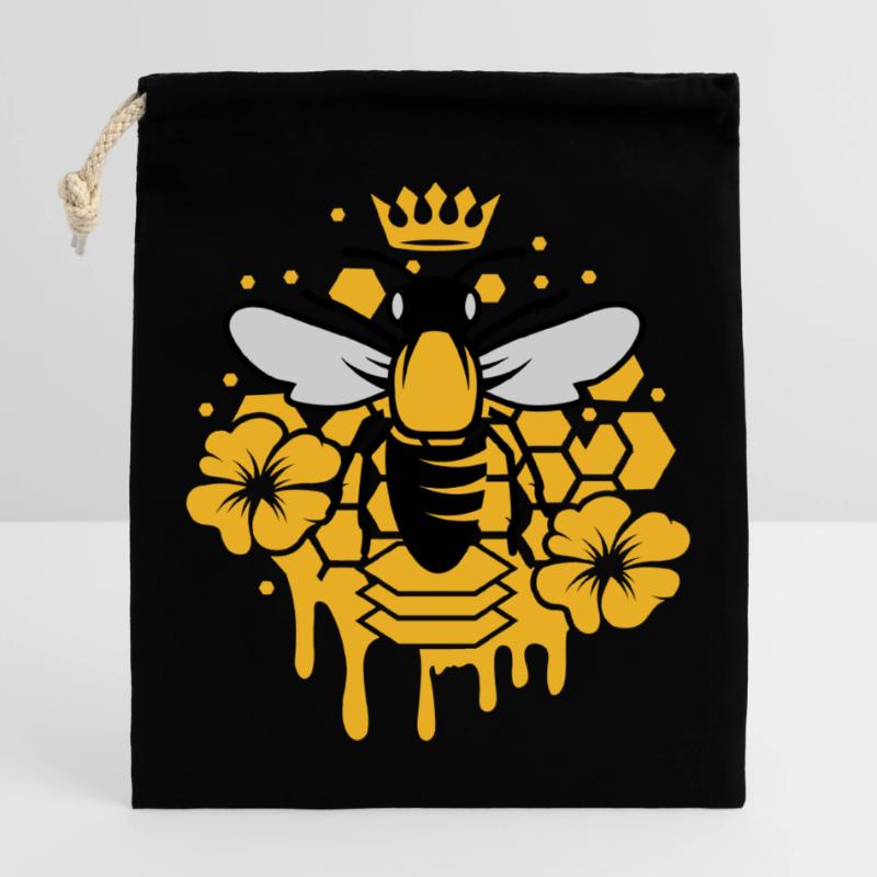 A bee with a crown Closable cotton gift bag (25x30cm)