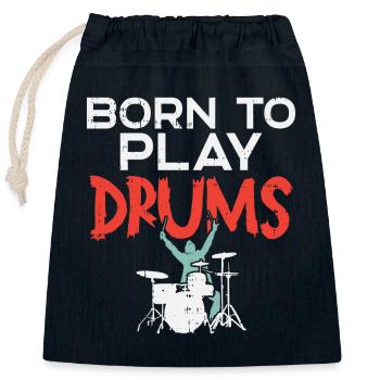 Born To Play Drums - Closable cotton gift bag (25x30cm) - navy - Front