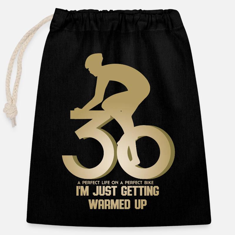 Cycliste 30e anniversaire - Sac cadeau en coton avec cordon (25 x 30 cm) - noir