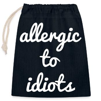 Allergique aux idiots - Sac cadeau en coton avec cordon (25 x 30 cm) - bleu marine - Devant