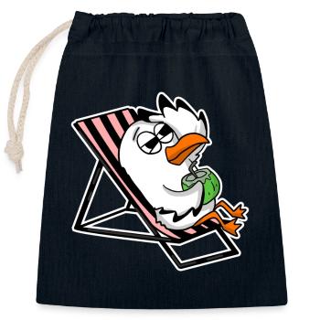 Mouette sur la plage - Sac cadeau en coton avec cordon (25 x 30 cm) - bleu marine - Devant