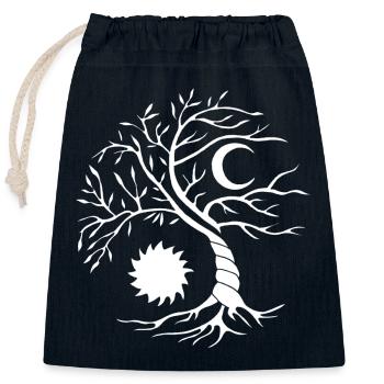 Baum des Lebens weiße Sonne und Mond - Verschließbarer Geschenkbeutel aus Baumwolle (25x30cm) - Navy - Vorne